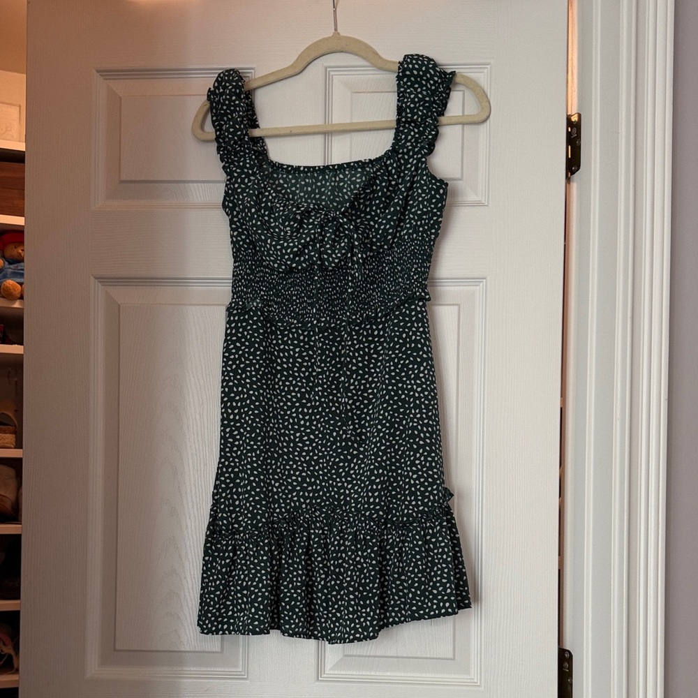 Elegant Green Polka Dot Dress
